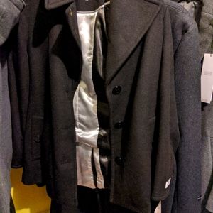 $275 Calvin Klein Women's Petite Single Breasted Peacoat, BLacK, PM